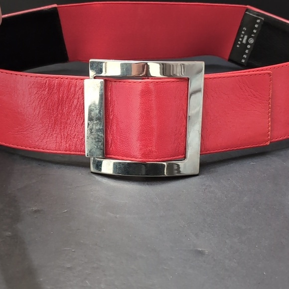 Suzi Roher Accessories - Suzi Roher Women's Red Stretch Belt With Metal Buckle,Size S.